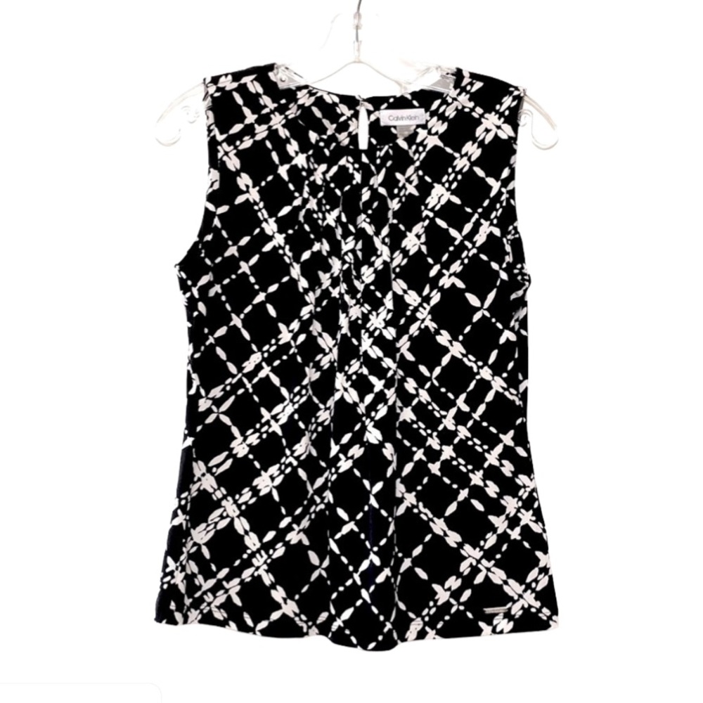 Calvin Klein Sleeveless Blouse Black and White Print MP